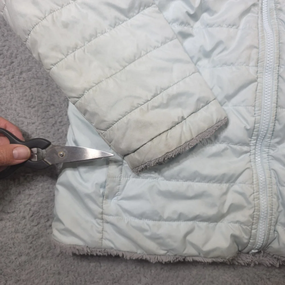 The North Face Reversible MossBud Swirl Girls Blue‎ Jacket - Size XL Ski Hiking